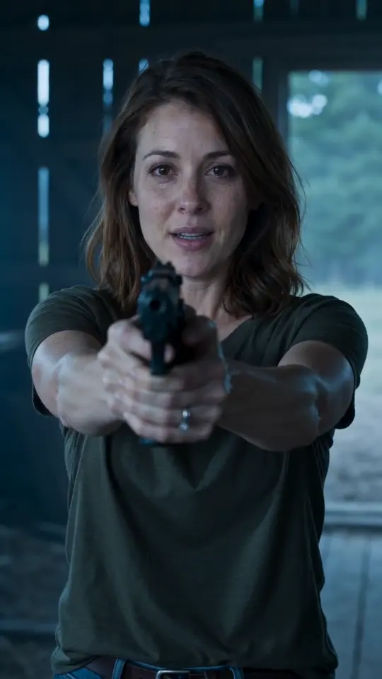 The confrontation: In a cold cabin, the survivor faces someone they still recognize.